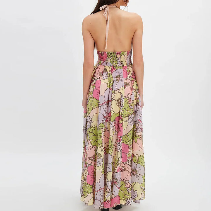 Women’s Floral Halter Maxi Beach Dress