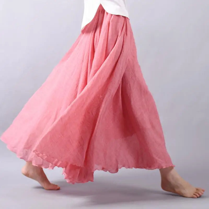 Lunara - Women A-Line Flowy Linen Skirt