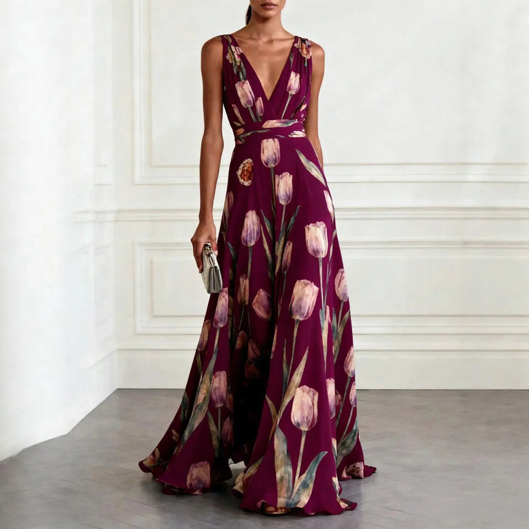 Victoria Tulip Chic Wedding Guest Maxi Dress