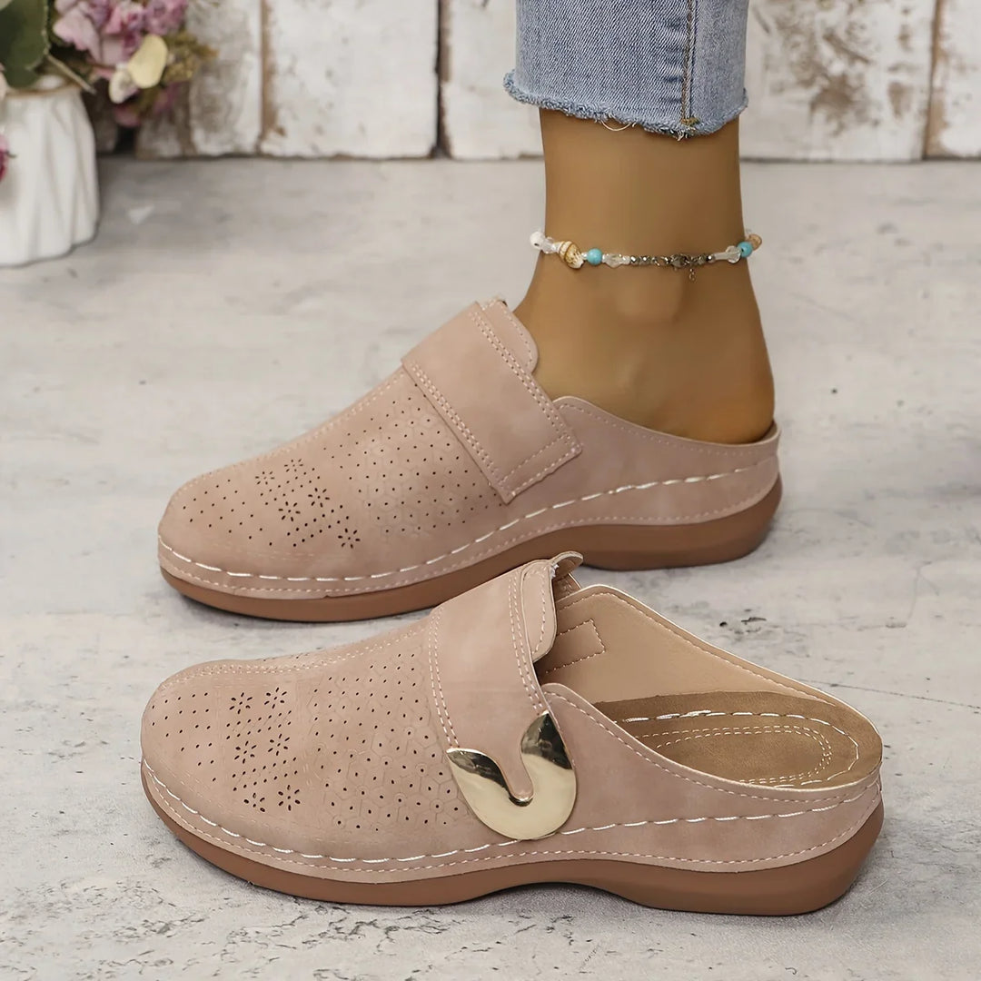 Stella - Chic Wedge Perforated Slip-On Sandals