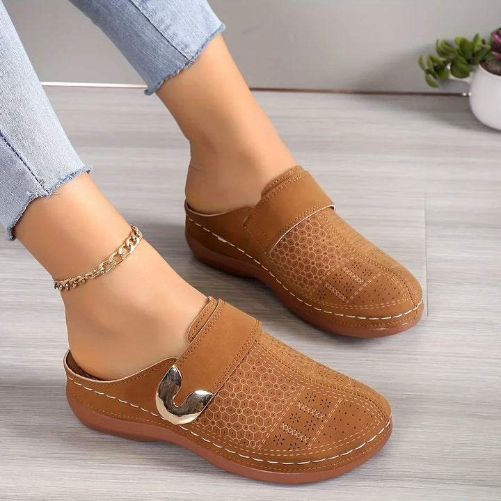 Stella - Chic Wedge Perforated Slip-On Sandals