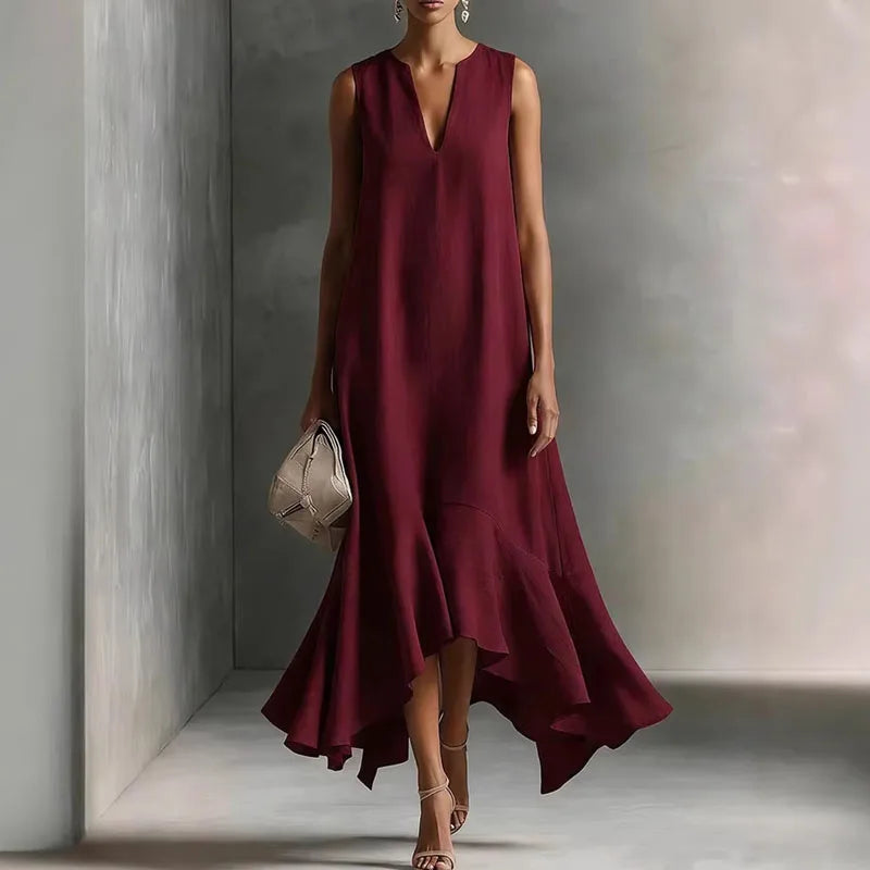 Andrea - Women's Elegant V Neck Flowy Sundress