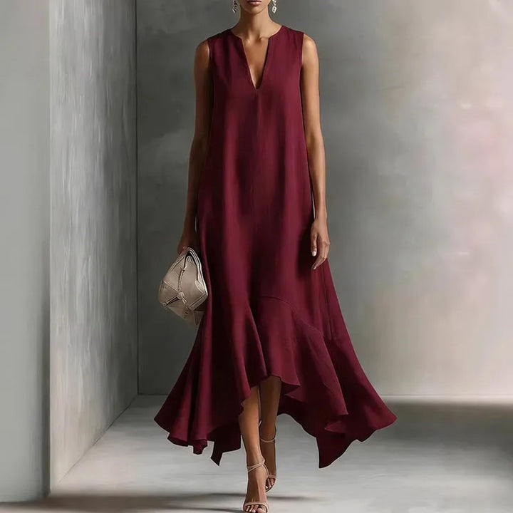 Andrea - Women's Elegant V Neck Flowy Sundress