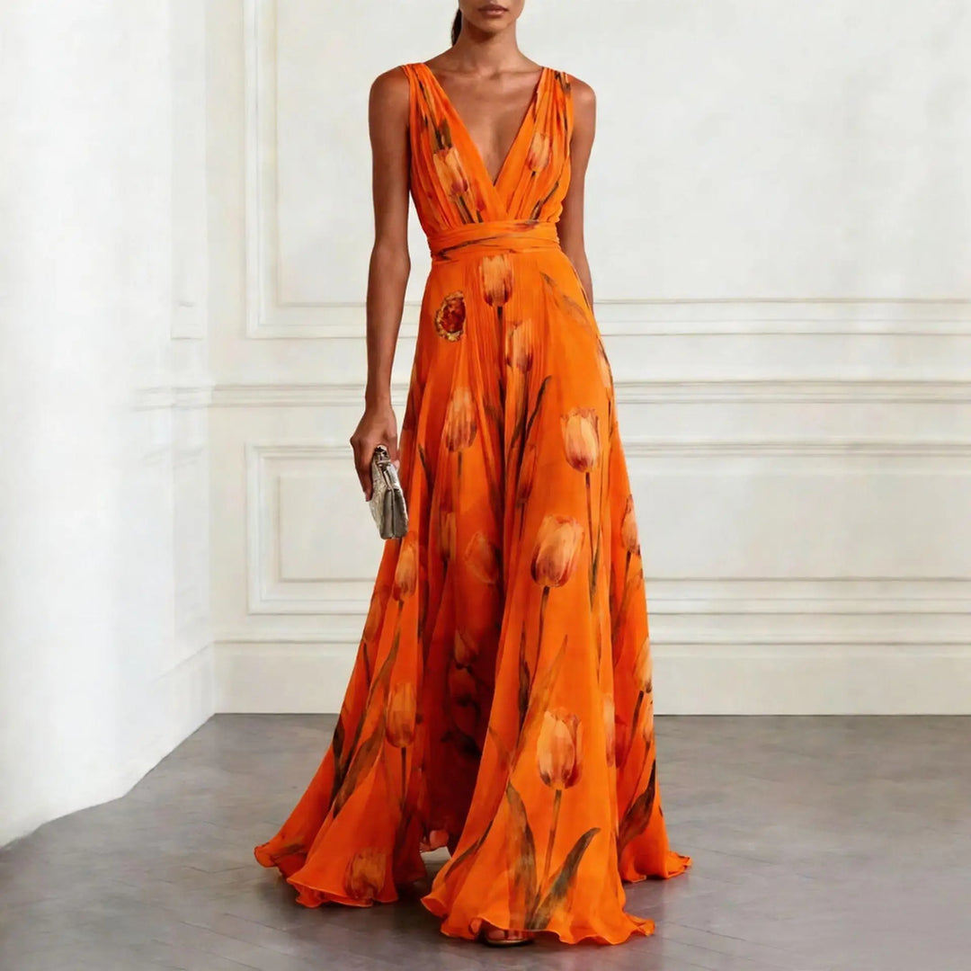 Victoria Tulip Chic Wedding Guest Maxi Dress