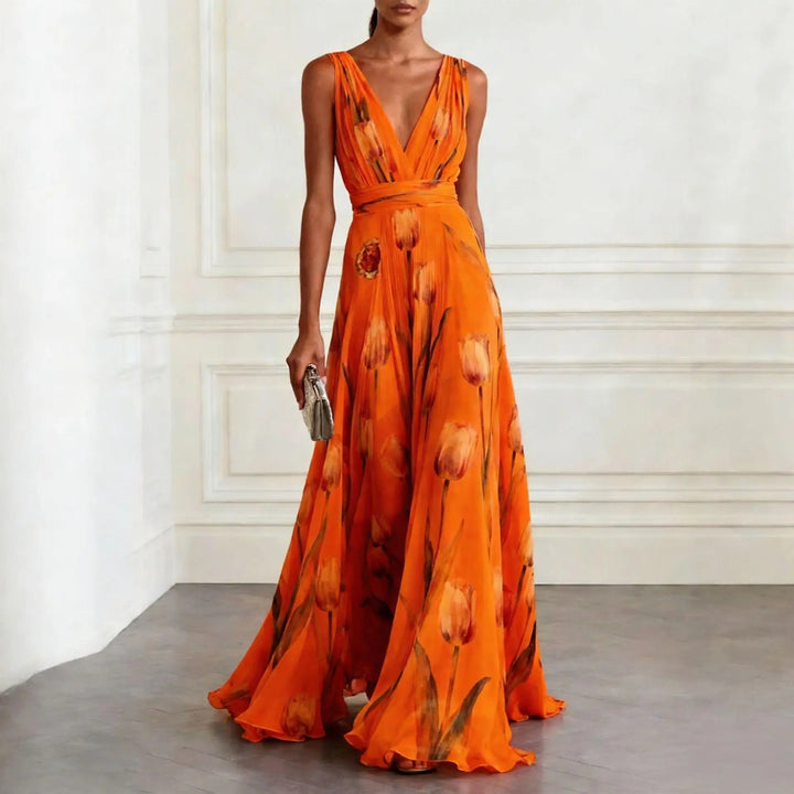 Victoria Tulip Chic Wedding Guest Maxi Dress