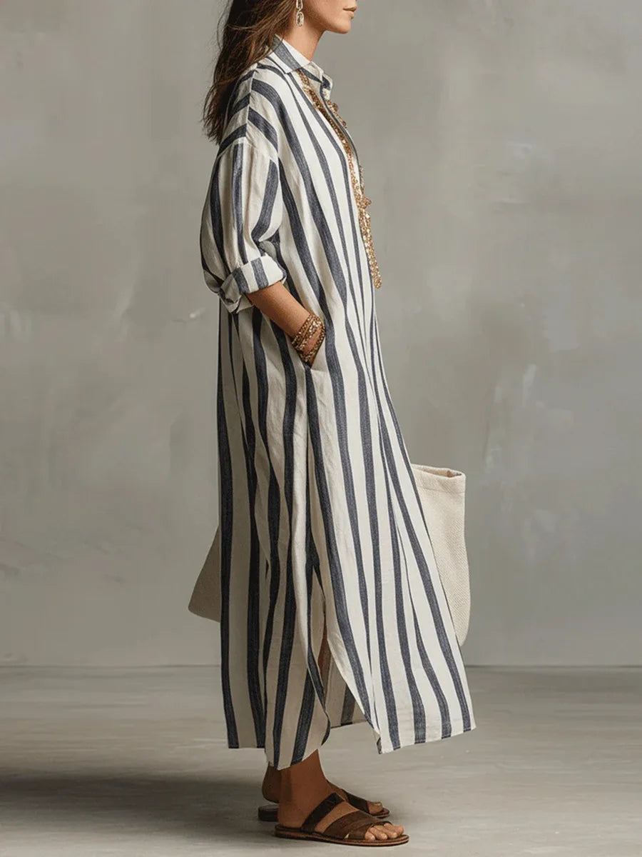 Amaris - Chic Linen Long Shirt Dress Women
