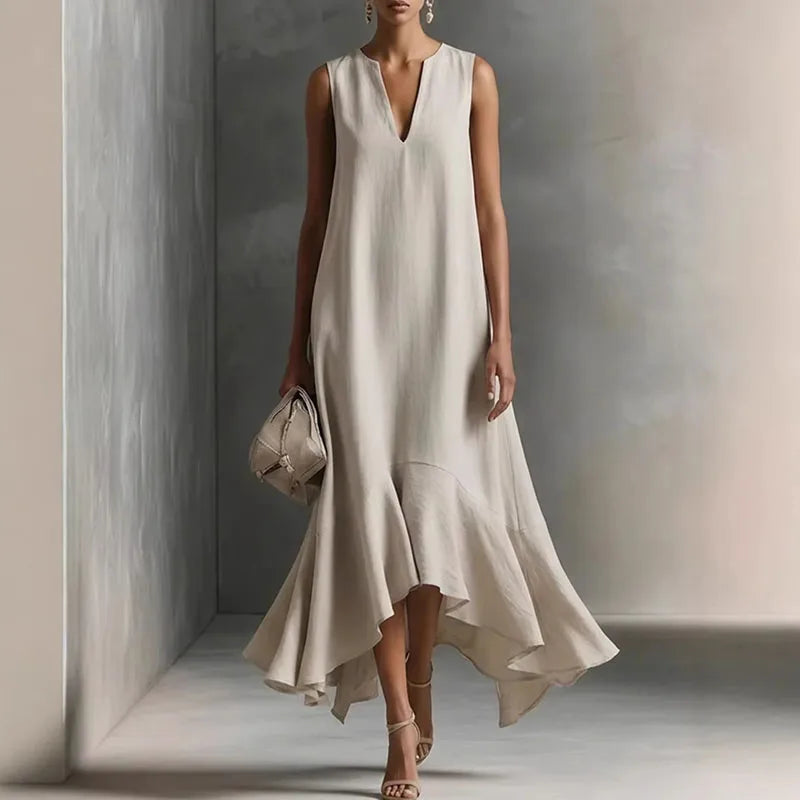 Andrea - Women's Elegant V Neck Flowy Sundress