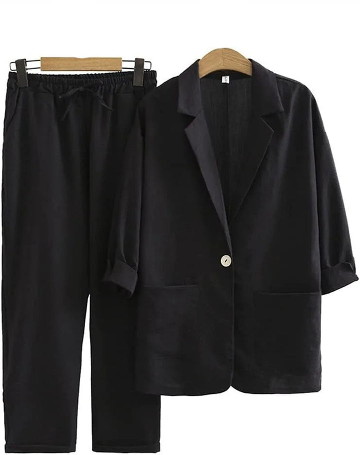 Maya - Casual Linen Vacation Matching Blazer Set