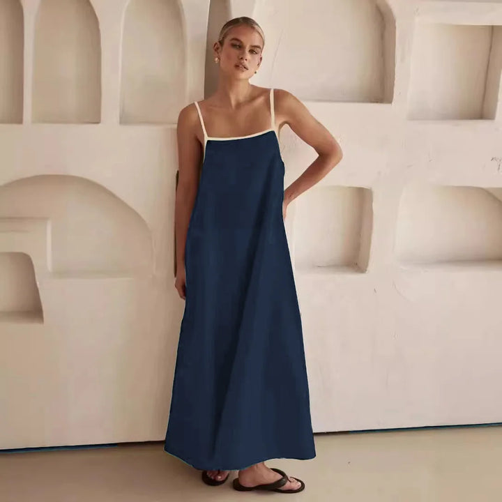 Women’s Contrast Strap Cotton Maxi Dress