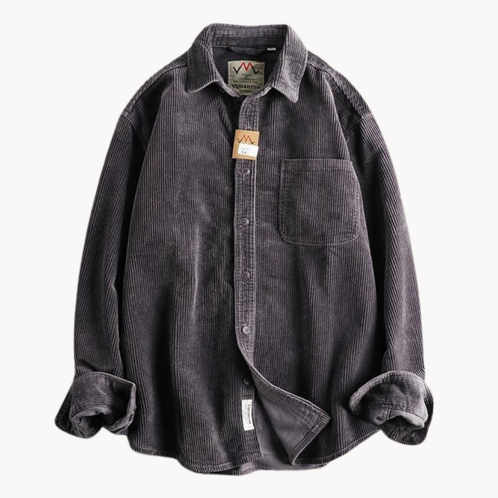 Zach | Men’s Casual Brown Corduroy Long Sleeve Shirt