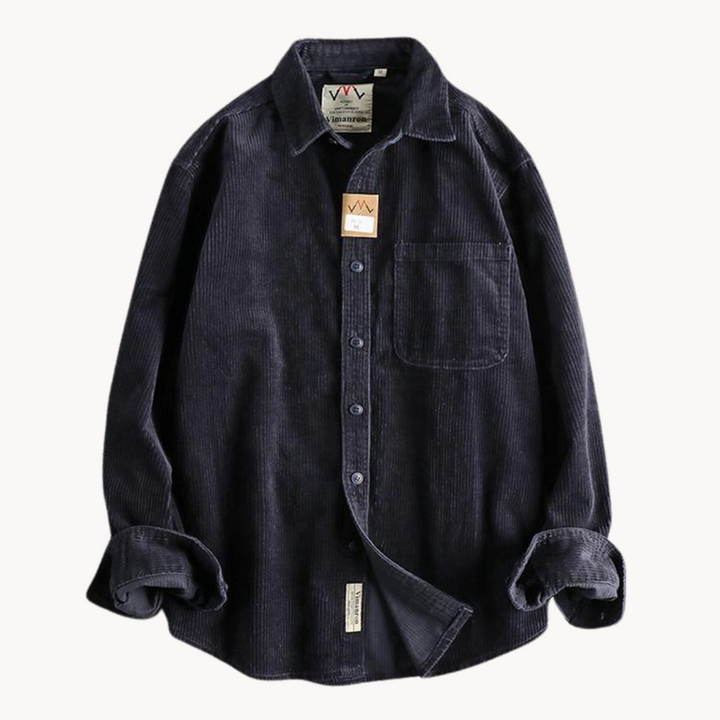 Zach | Men’s Casual Brown Corduroy Long Sleeve Shirt