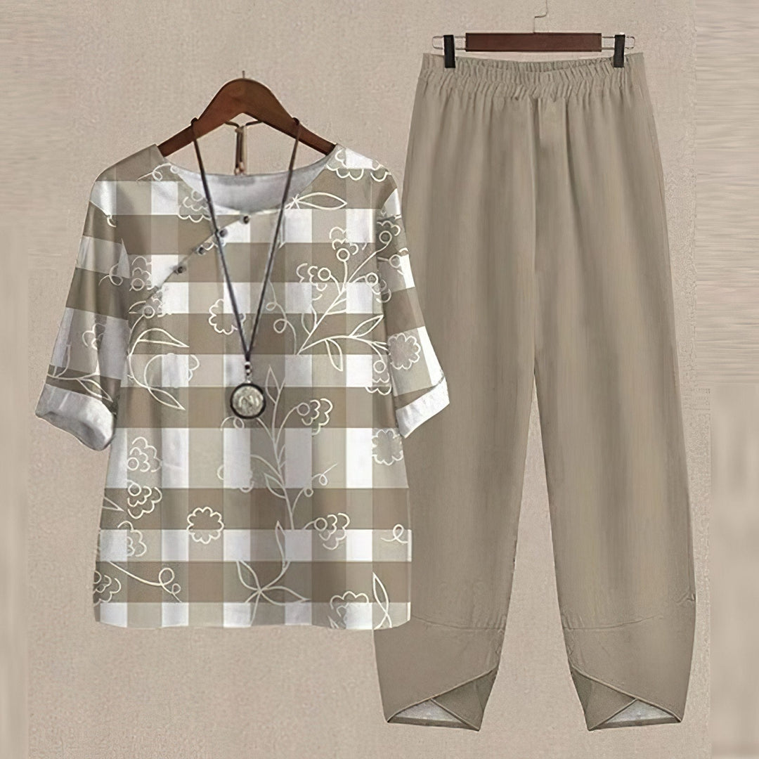 Ella | Women's 2-Piece Printed Top and Flowy Pants set