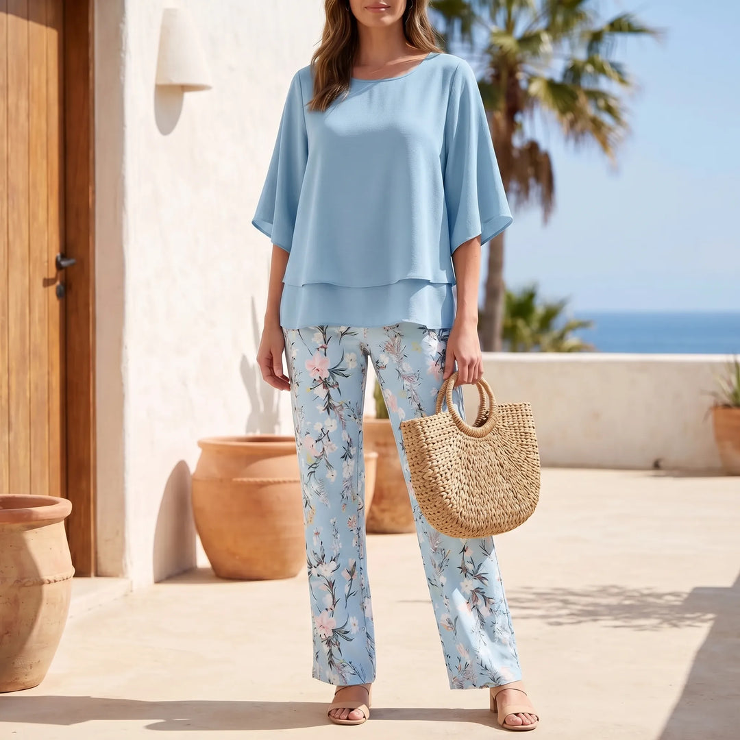 Rose | Women's Summer Floral Wide-Leg Pants Set