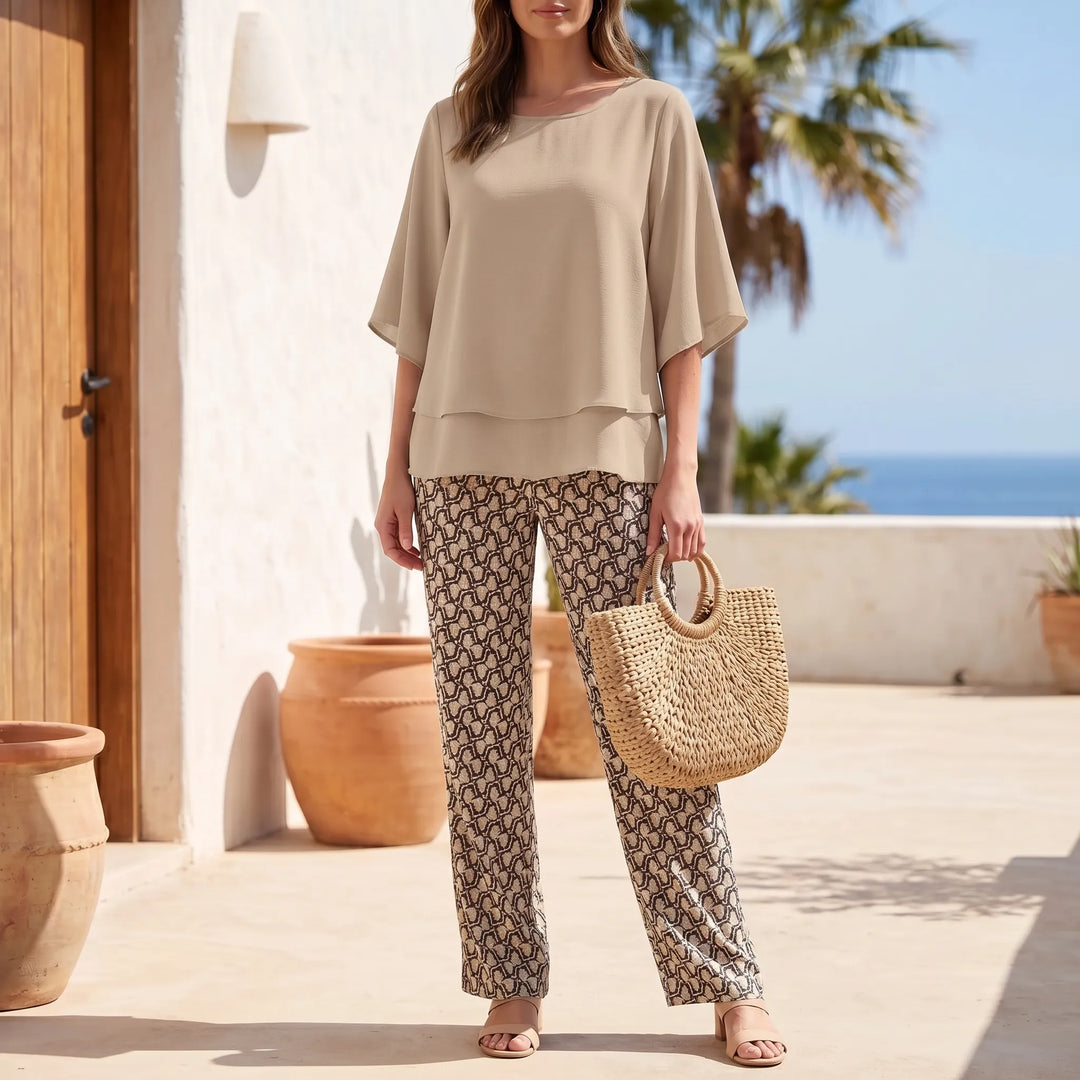 Rose | Women's Summer Floral Wide-Leg Pants Set