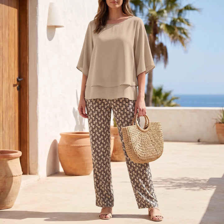 Rose | Women's Summer Floral Wide-Leg Pants Set