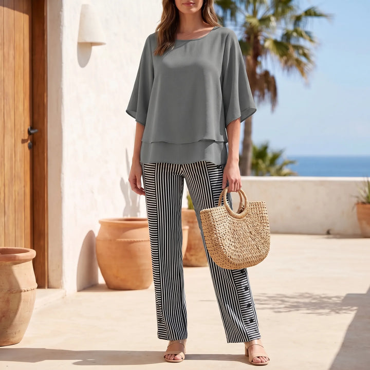 Rose | Women's Summer Floral Wide-Leg Pants Set