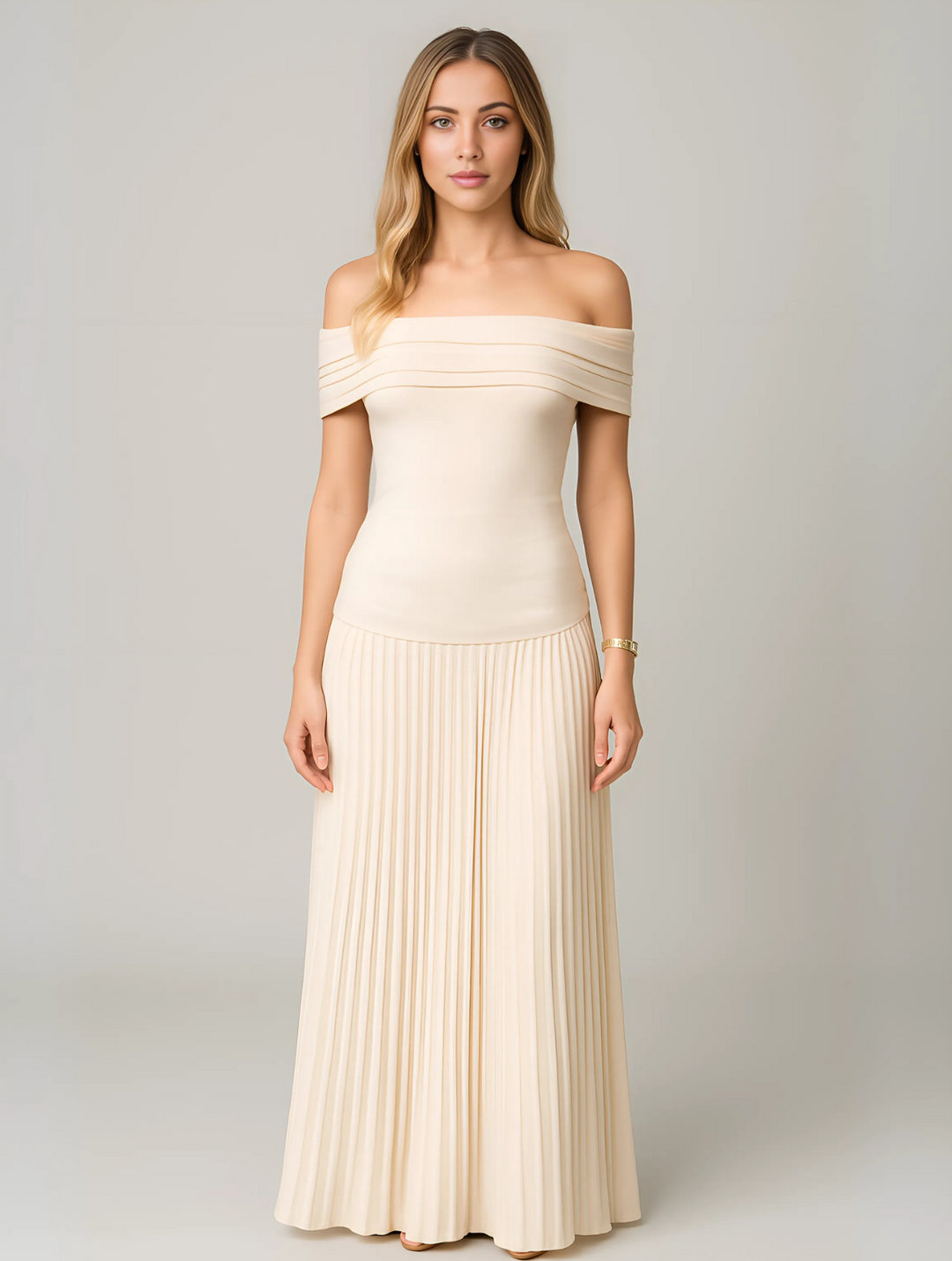 Bella | Women's Pleated Wedding Guest Maxi Dress