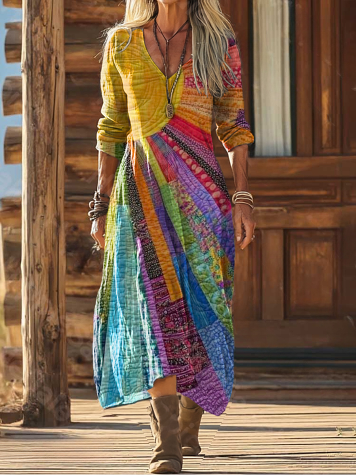 Summer - Women Boho Sun Design Midi Dress