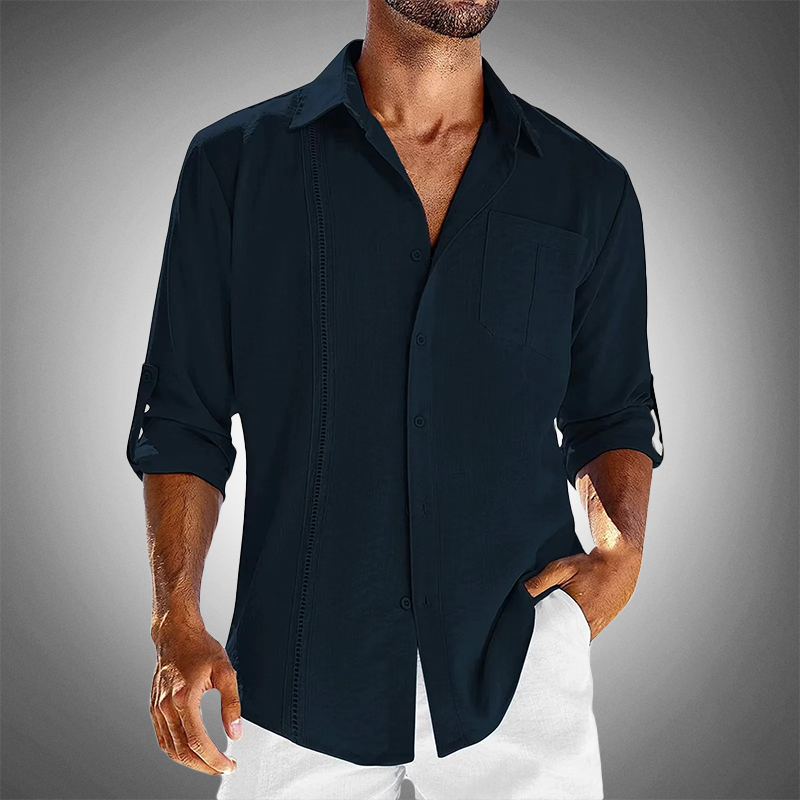 Evando | Men’s Casual Long-Sleeve Button-Down Shirt with Chest Pocket