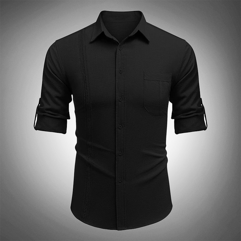 Evando | Men’s Casual Long-Sleeve Button-Down Shirt with Chest Pocket