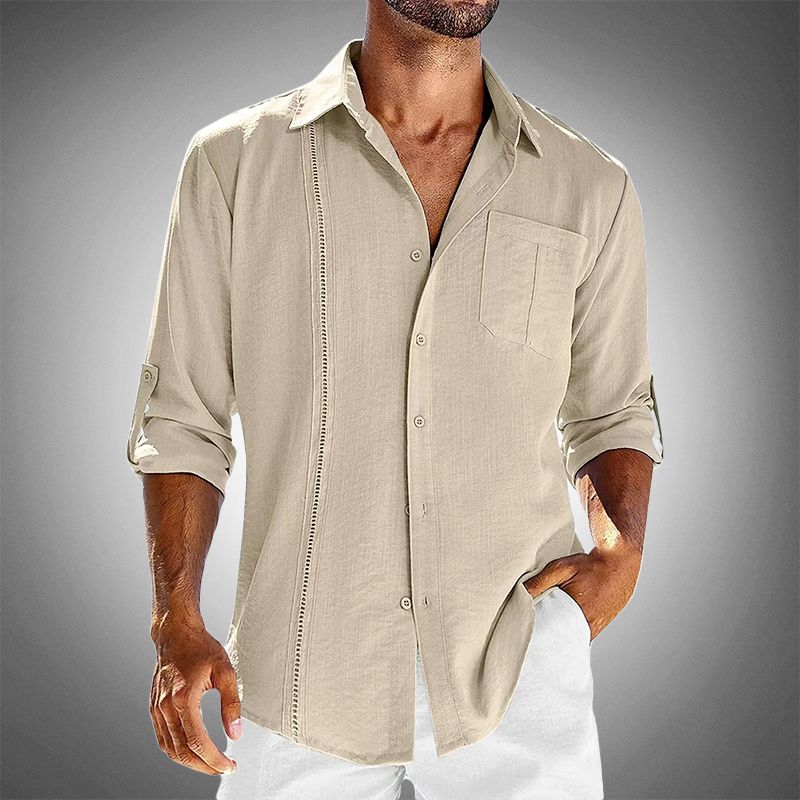 Evando | Men’s Casual Long-Sleeve Button-Down Shirt with Chest Pocket