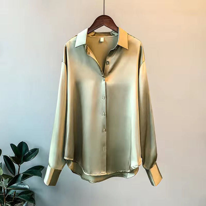 Vera | Women’s Luxurious Silk Blouse Long-Sleeved Button-Down Shirt