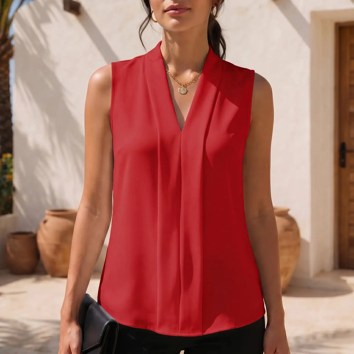 Vicky  - Casual Pleated Front Summer Blouse