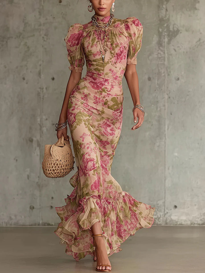 Rosalie - Women Summer Pink Floral Maxi Dress