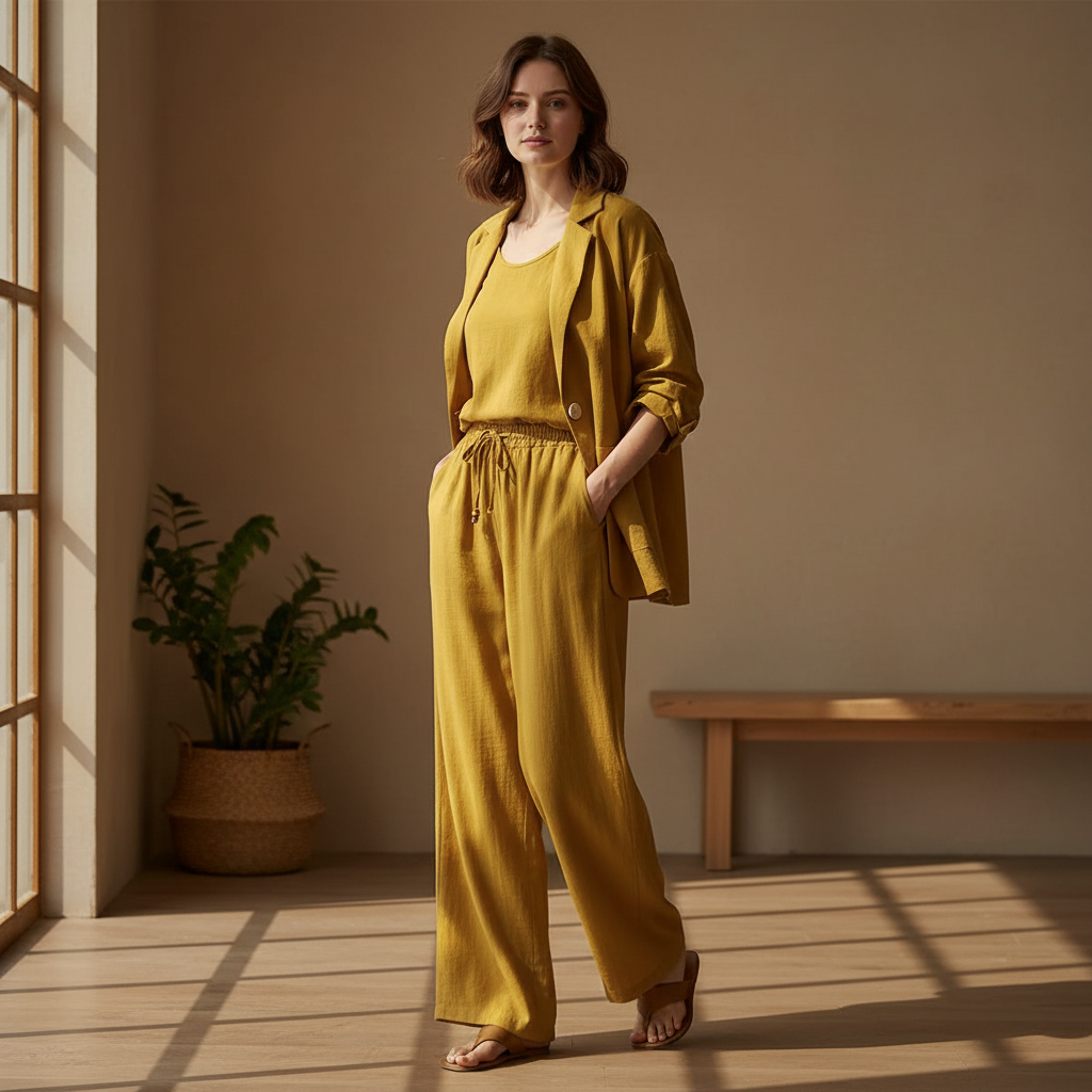 Maya - Casual Linen Vacation Matching Blazer Set