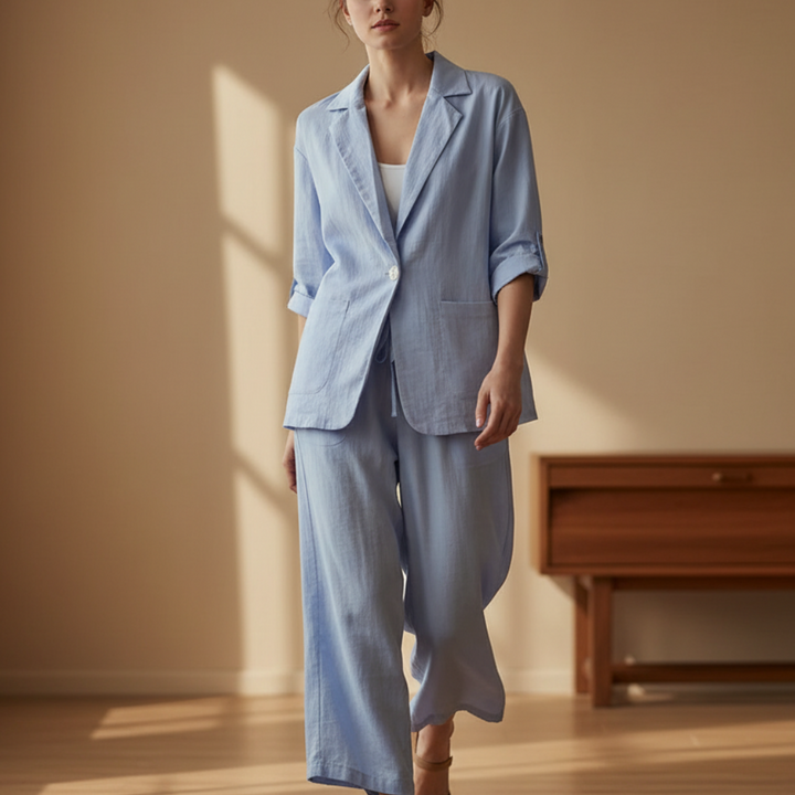 Maya - Casual Linen Vacation Matching Blazer Set