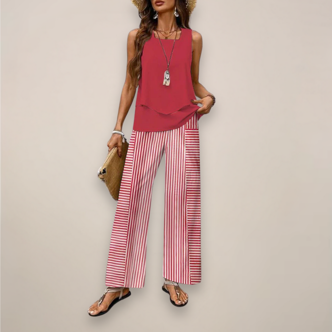 Ava | Women’s Spring Printed Wide-Leg Set