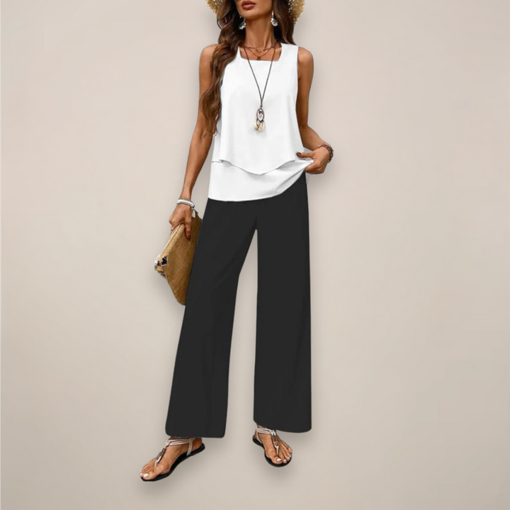 Ava | Women’s Spring Printed Wide-Leg Set
