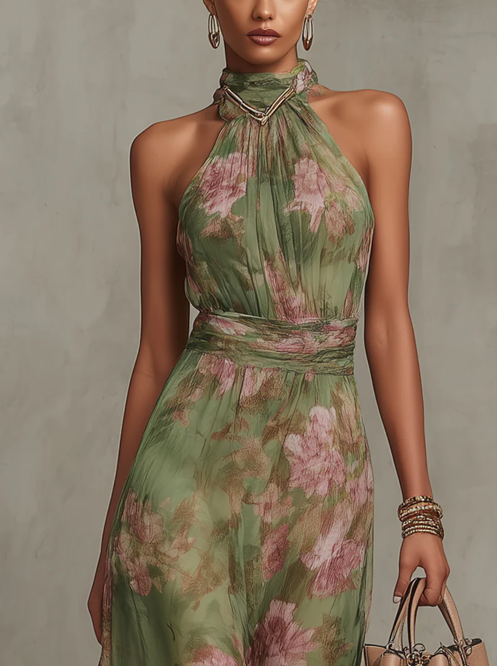 Maria | Women Elegant Boho Halter-Neck Maxi Dress