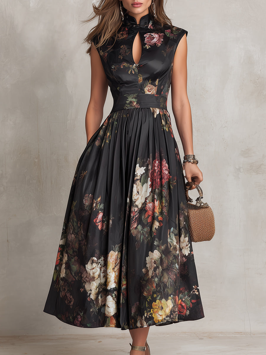 Diana | Elegant Black Floral Wedding Guest Dress