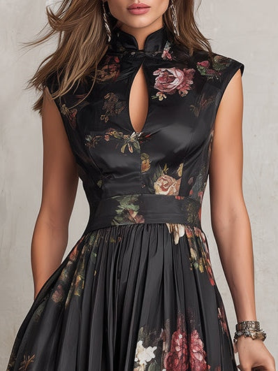 Diana | Elegant Black Floral Wedding Guest Dress