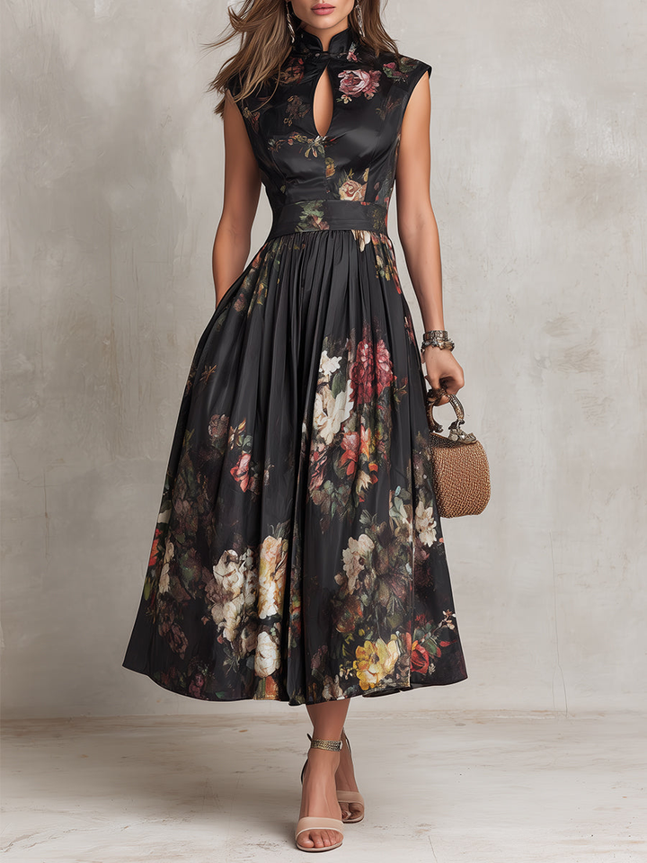 Diana | Elegant Black Floral Wedding Guest Dress