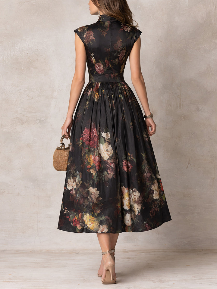 Diana | Elegant Black Floral Wedding Guest Dress