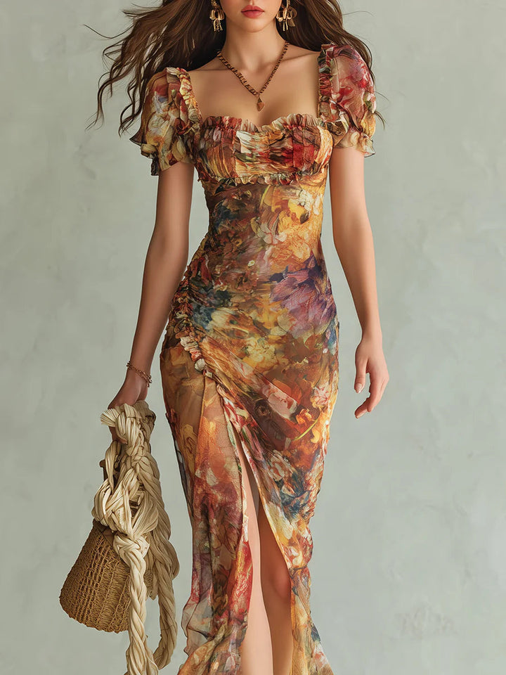 Safie - Boho Chic Summer Floral Chiffon Maxi Dress