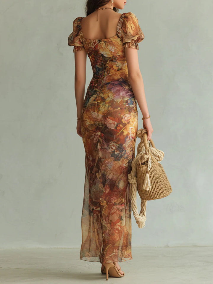 Safie - Boho Chic Summer Floral Chiffon Maxi Dress