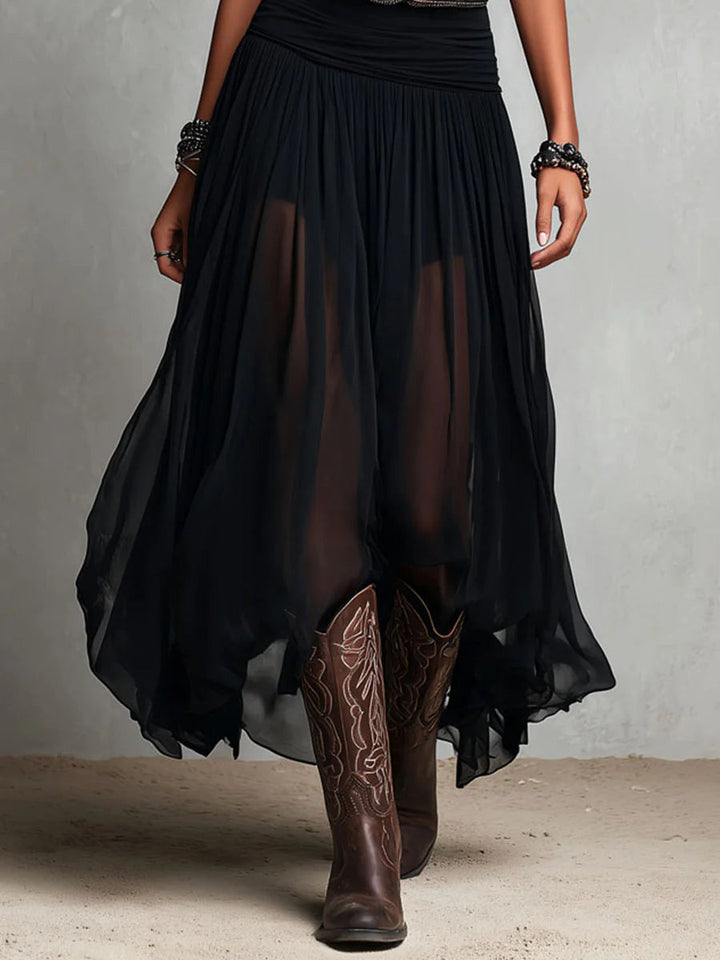 Jordan - Boho Chic Black Maxi Dress For Women