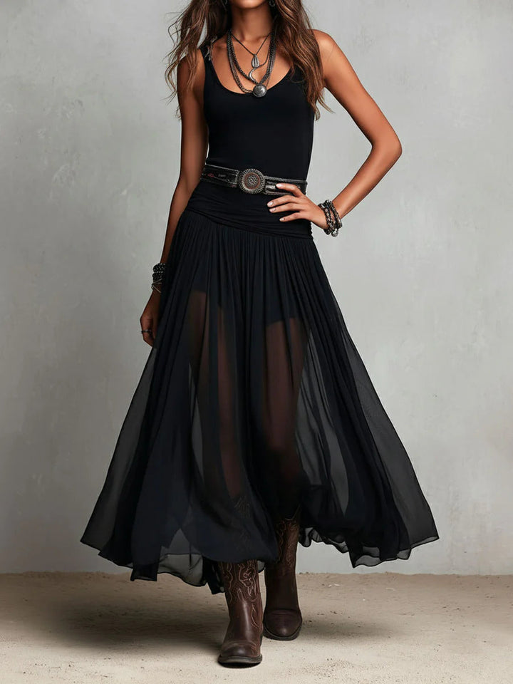 Jordan - Boho Chic Black Maxi Dress For Women