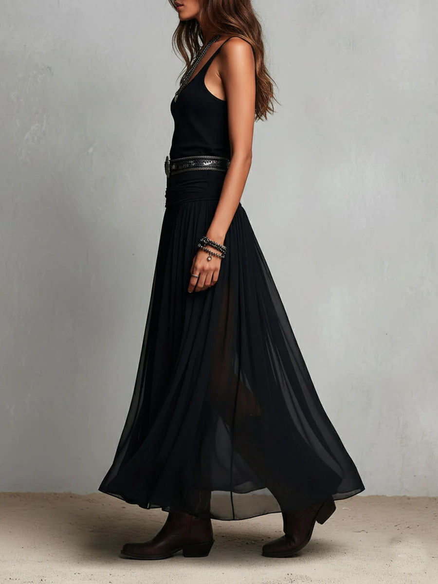 Jordan - Boho Chic Black Maxi Dress For Women
