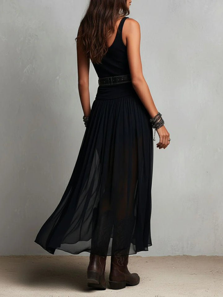 Jordan - Boho Chic Black Maxi Dress For Women