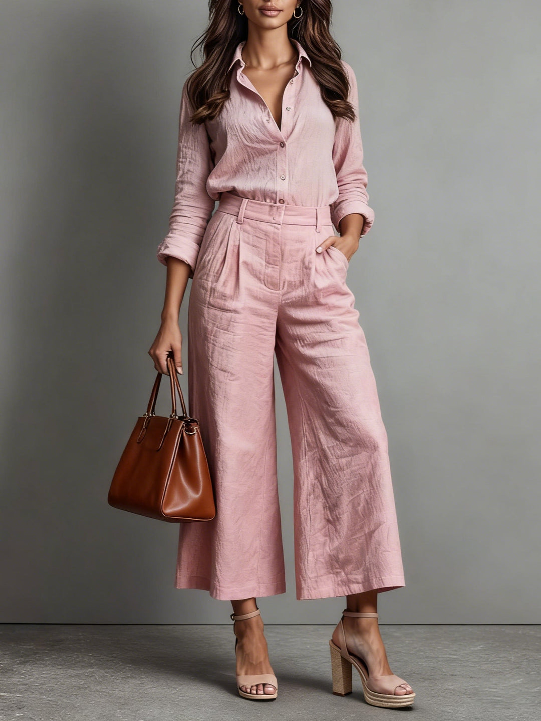 Olivia - Linen Two Piece Set for Women with Button-Front Shirt and pants
