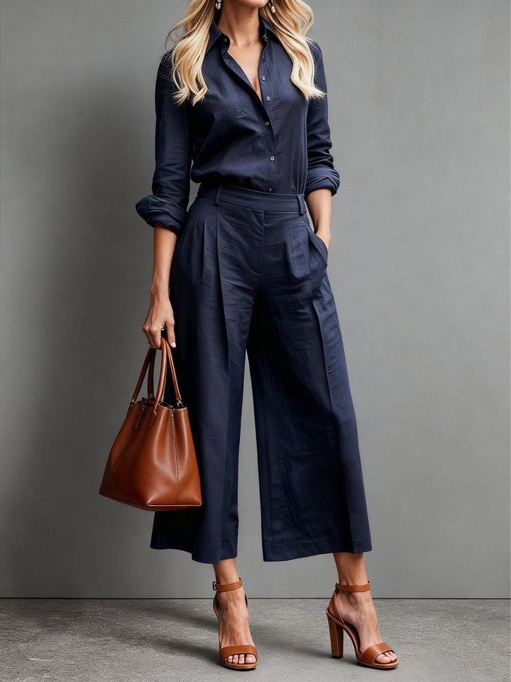Olivia - Linen Two Piece Set for Women with Button-Front Shirt and pants