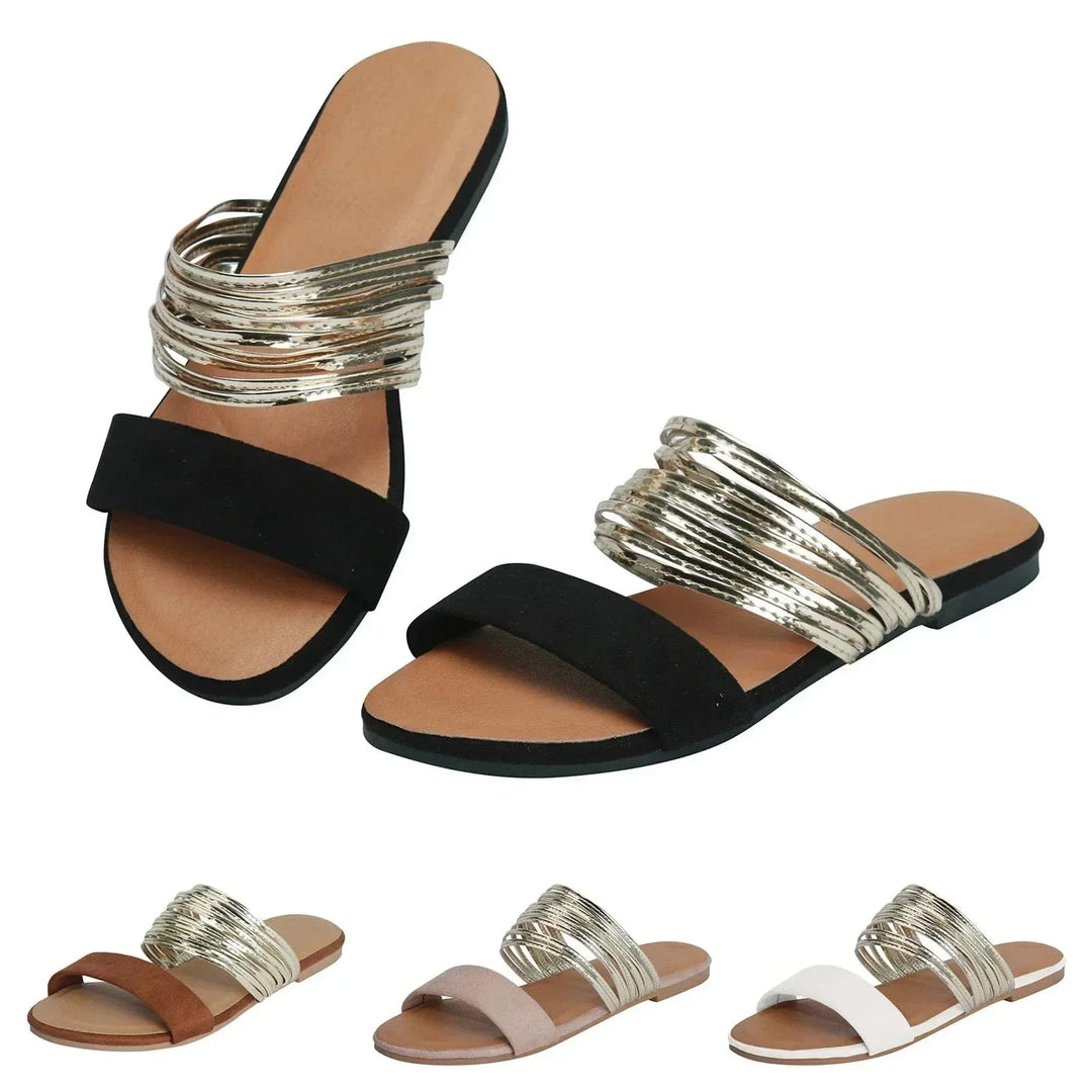 Cris | Dressy Slip-On Metallic Accent Sandals