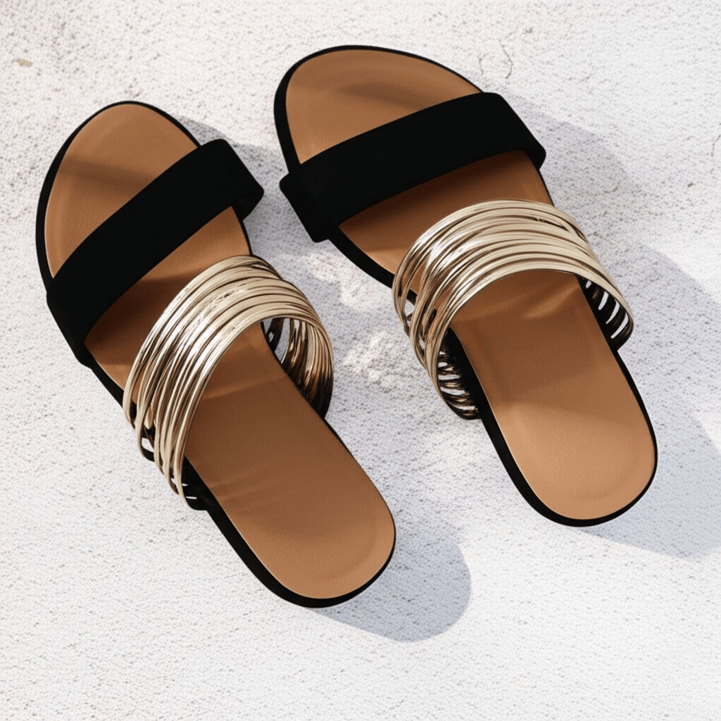 Cris | Dressy Slip-On Metallic Accent Sandals