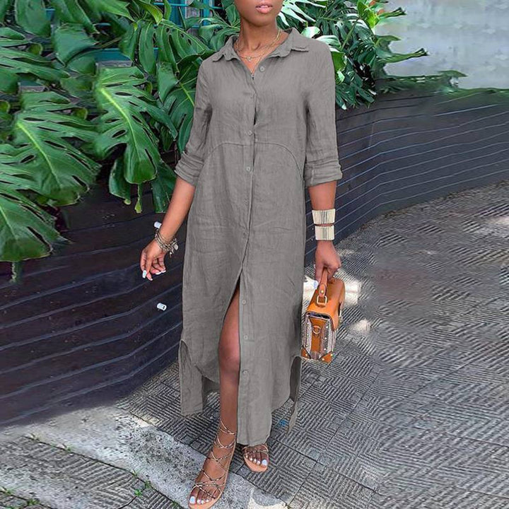 Rowena | Women’s Button-Down Maxi Shirt Dress with Classic Collar