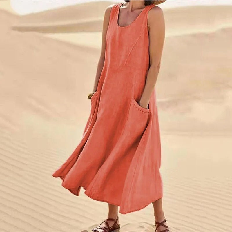 Olivia | Women's Breezy Linen Sleeveless Dress