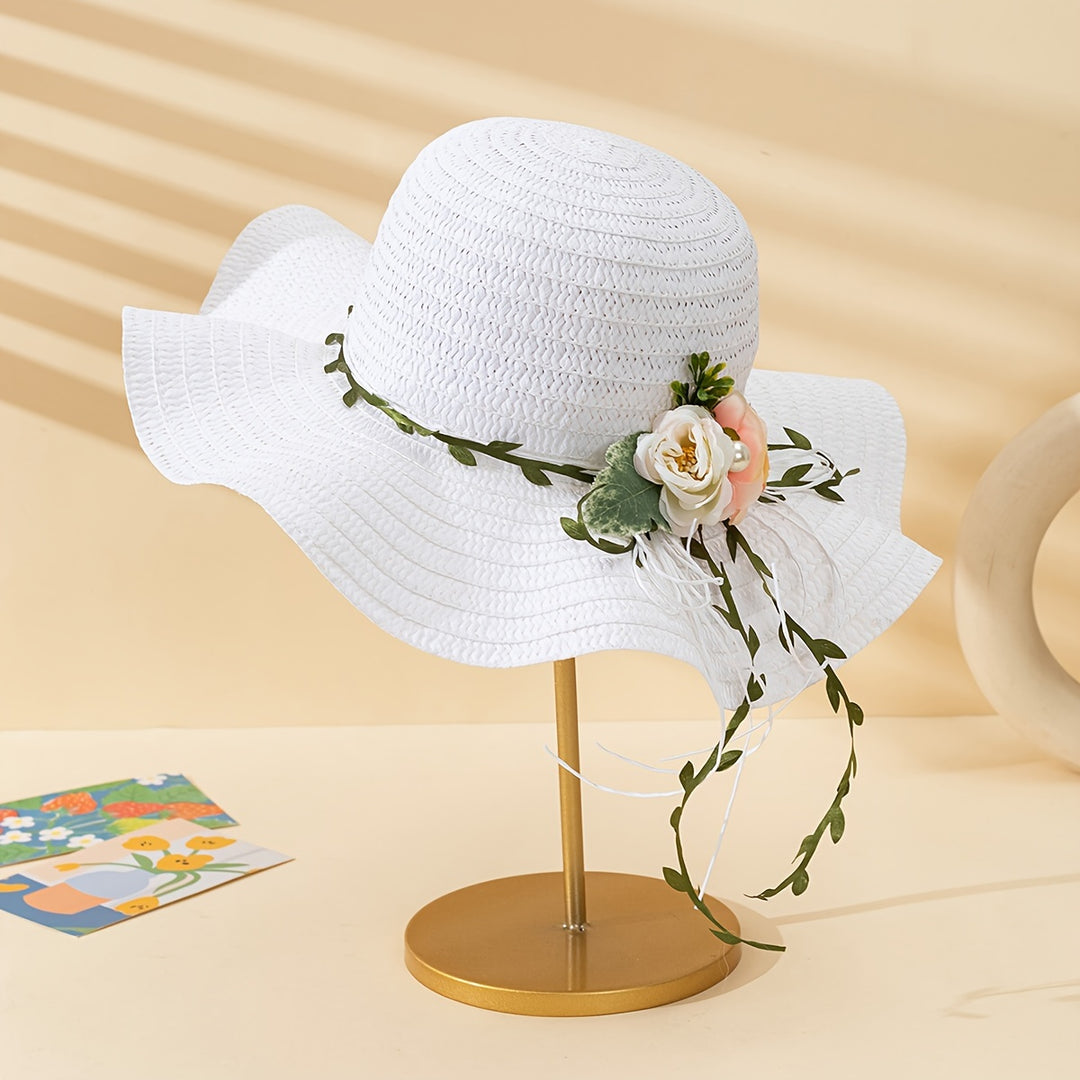 Hope - Women's Stylish Hat with Flowers in White Wavy Lace Edges